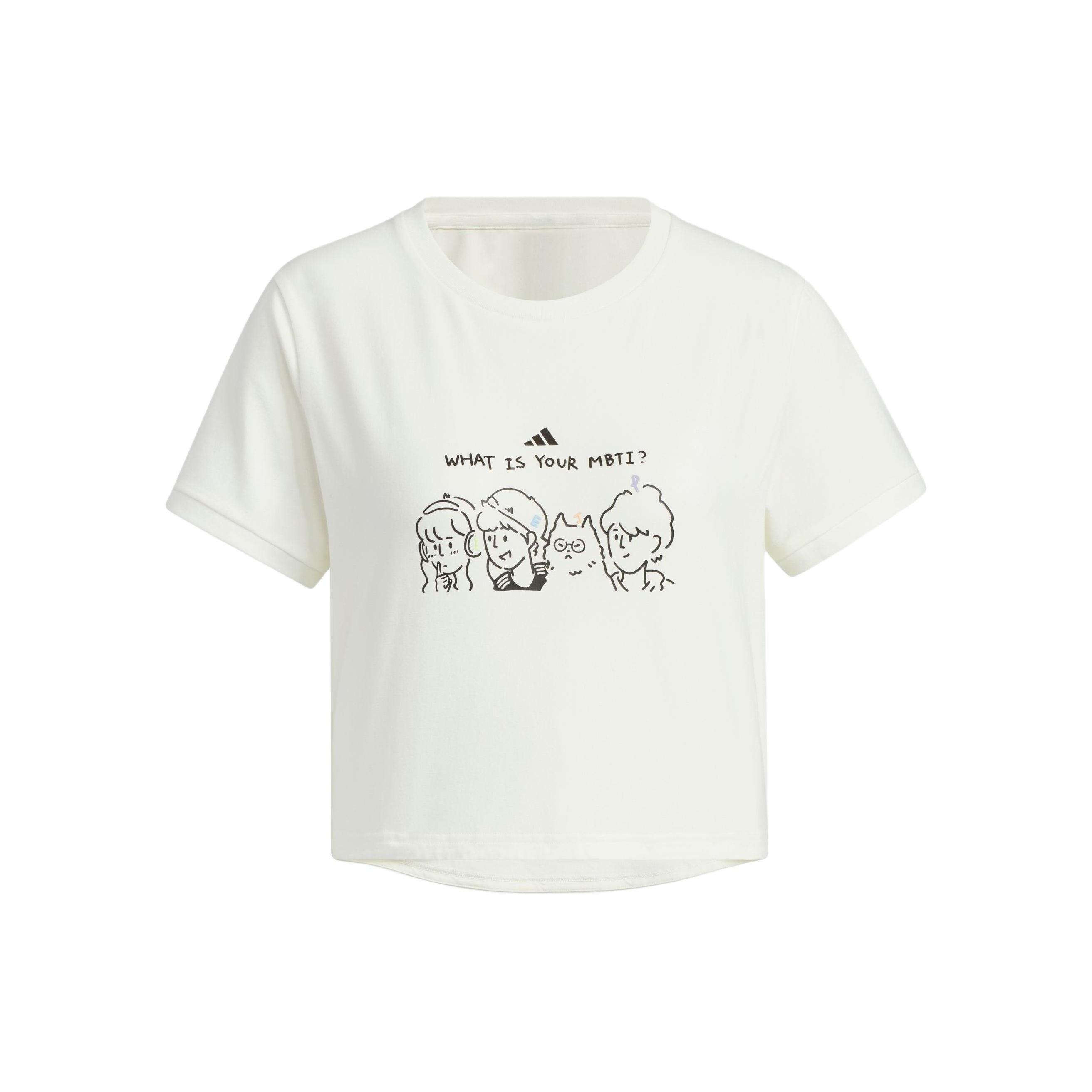 (WMNS) adidas Graphic Crop T-Shirt Asia Sizing White Black Women s JN6663 L