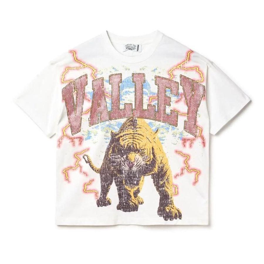 T-shirt Oversize Streetwear Retrò Americana con Stampa Scura e Effetto Usurato