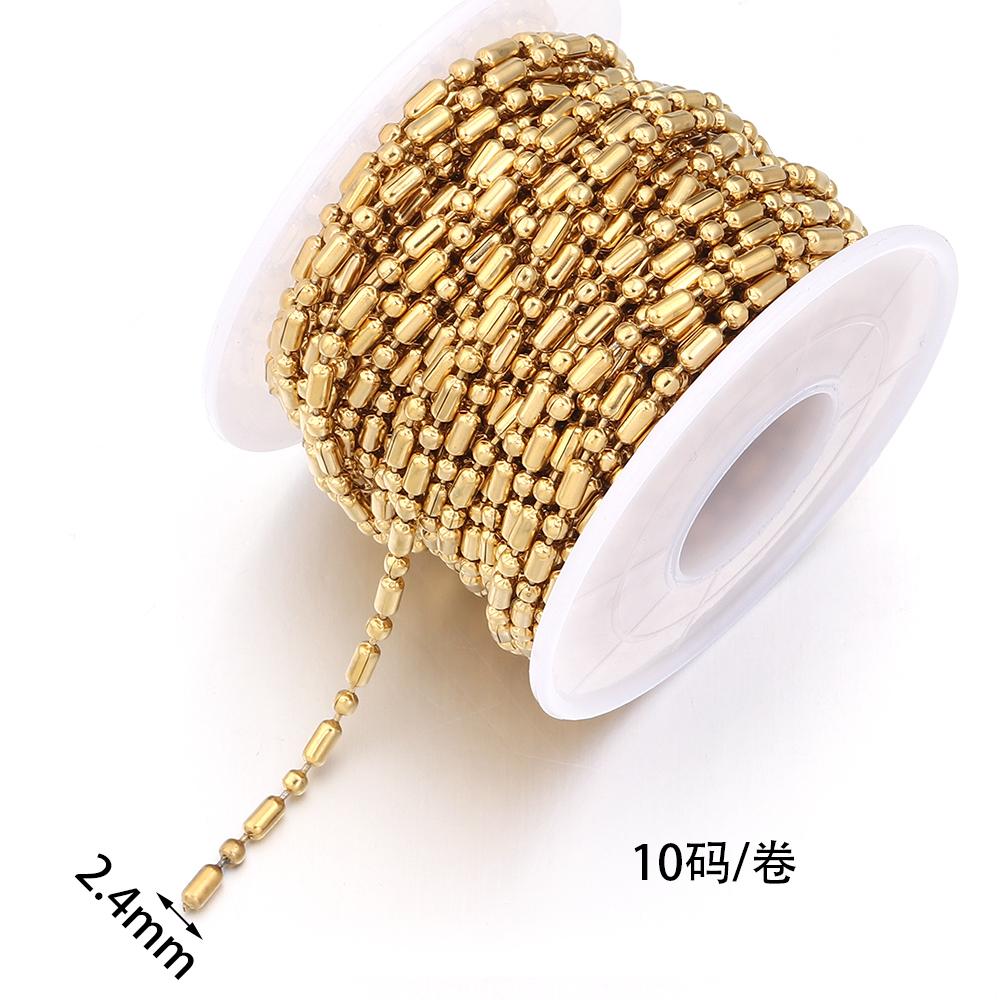 10Yards/Roll Stainless Steel Ball Beads Chain 2.4mm Oval Loose Spacer Beads Chain For Jewelry Making DIY Necklace Keychain Decor