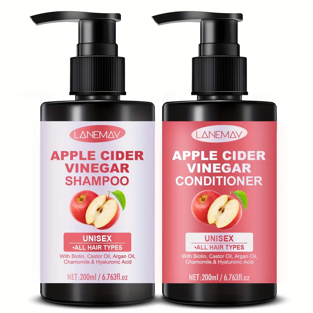 Apple Cider Vinegar Shampoo & Conditioner Set | Controls Oil, Strengthens Roots, Improves Texture & Shine for Men & Women