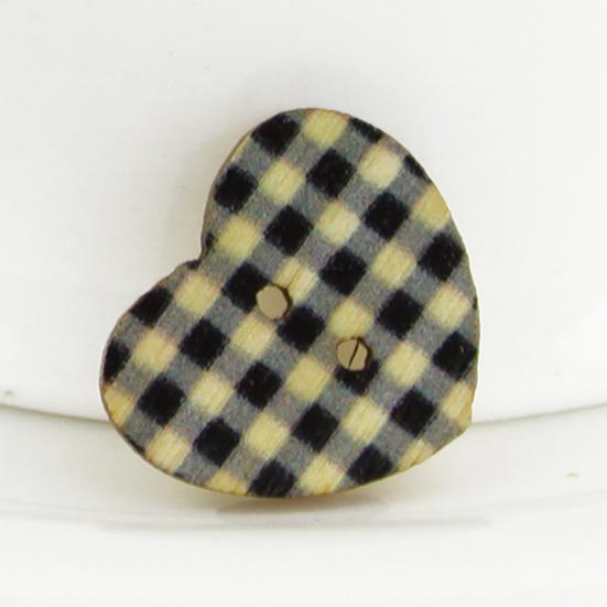 100Pcs Multicolor Heart Shaped 2 Holes Wood Sewing Scrapbooking Buttons