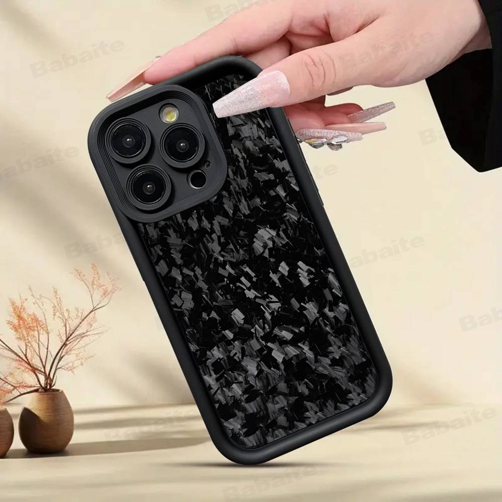 Forged Carbon Fundas Phone Case For IPhone 16 15 14 Plus 13 12 11 17 Pro Max Pro Soft Cover