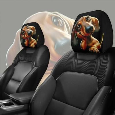 Cute Dachshund Headrest Covers 2 Pcs Car Seat Covers Stain Resistant Oil Resistant Elastic Comfort