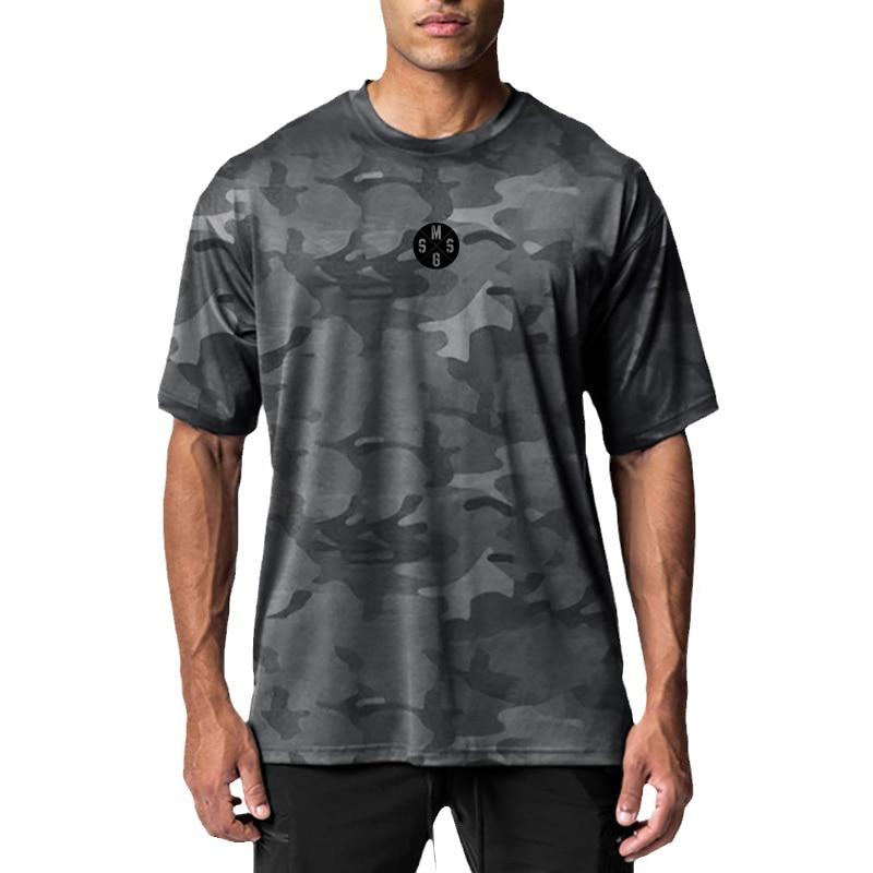 Do The Work  Muscleguys Loose Breathable Polyester Mesh O-neck Letter Printed Quick-drying Gym Sports Camouflage Short Sleeved Shirt