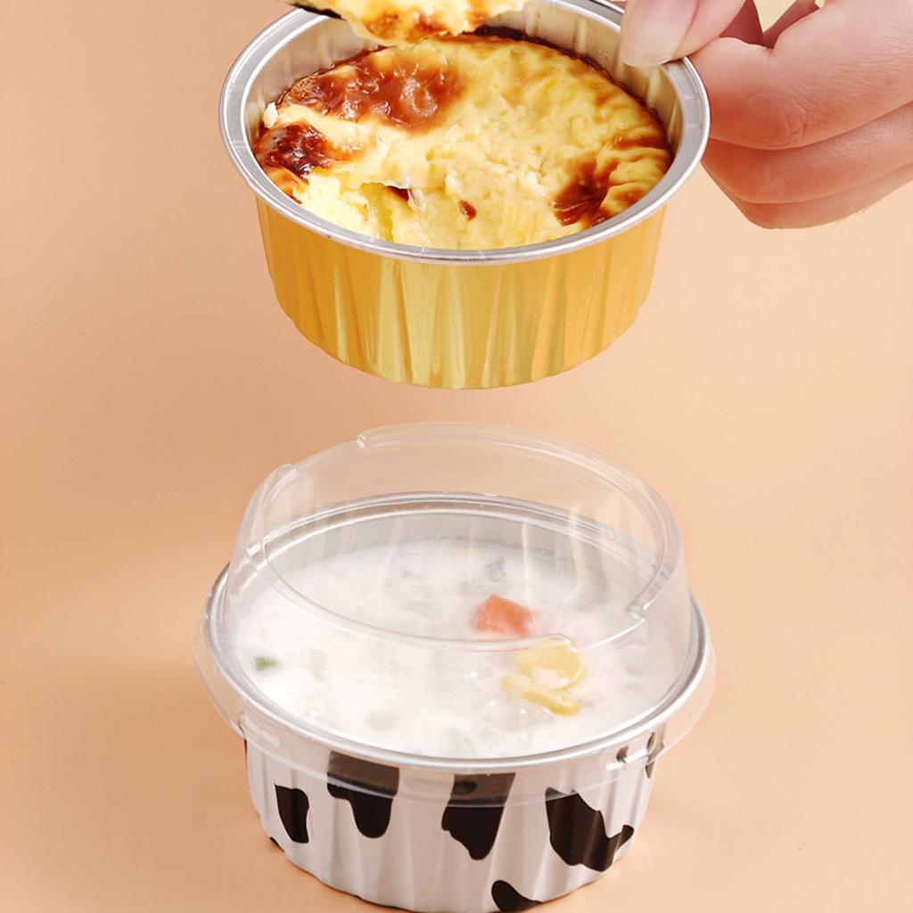 20 stycken Dessertkoppar Utan Lock Guld Aluminiumfolie Bakformar Hållare Cupcake Bakning Användningsområde Ramekin Klara Pudingkoppar
