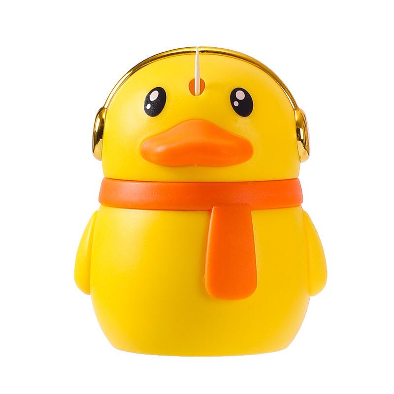 Yellow Duck Toothpick Holder Light Luxury Cartoon Creative Toothpick Bottle Home Hotel Automatic Press Plastic Toothpick Holder