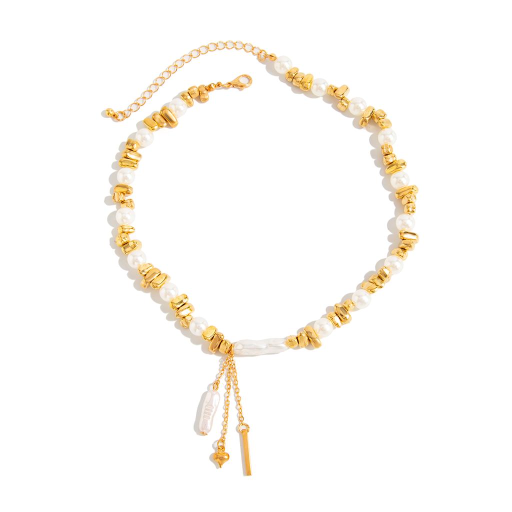 Salircon Collana a Catena con Perle Irregolari Vintage da Donna Boho Raffinata Perla Sintetica Choker per Clavicola Matrimonio Sposa Gioielli Y2K