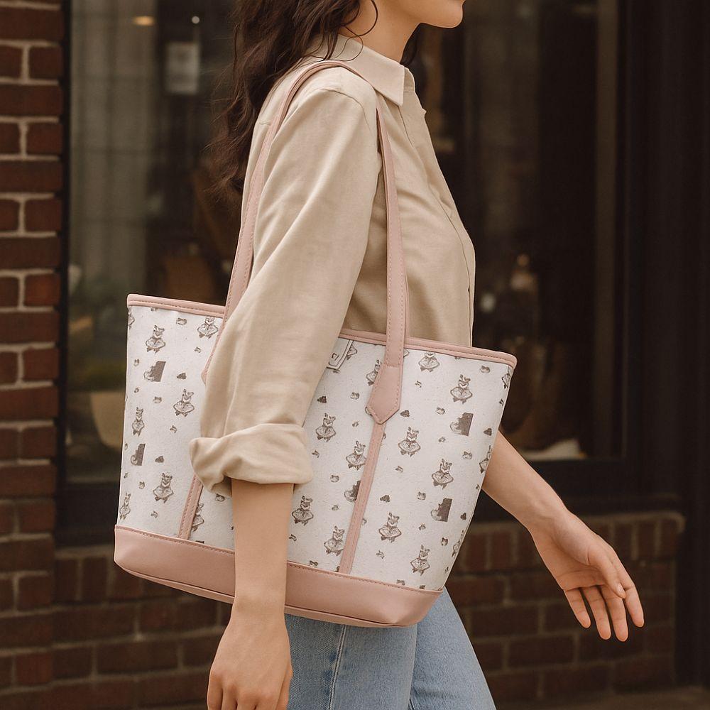 Cartoon Aesthetic Print Handbag PU Commuting Bag Kawaii Tote Bag  Casual Wear