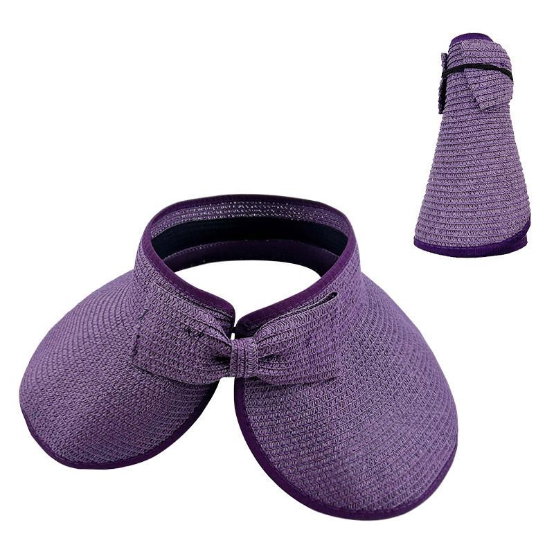 Sun Straw Summer Hat With Bow Decoration And Foldable Design For Outdoor Daily