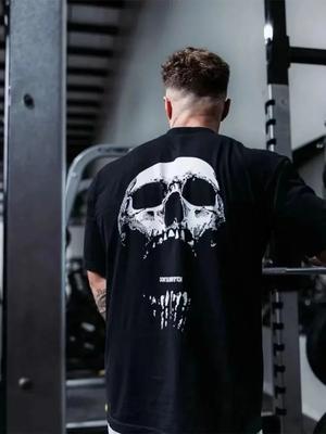 Camiseta fitness de ginástica 2024, camiseta larga de algodão grande masculina, manga curta, camisetas esportivas de musculação, treino de verão, tops de corrida