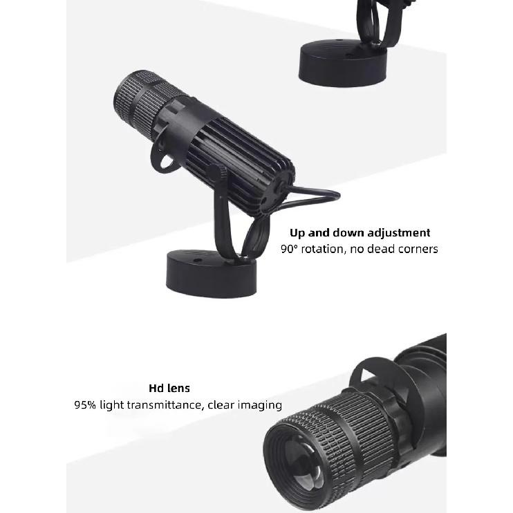 Theater Stage Zoom Spotlights, LED Focus Logo Projector Track Lights,Industrial Gobo Lights for Company Restaurant Store Wedding