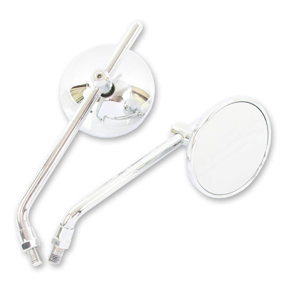 

Universal Chrome Round Mirrors with 10mm and 8mm Mounting Includes Harley and Thread Set of 1 and 3-inch Screws, Brackets, Right-Hand Left-Hand