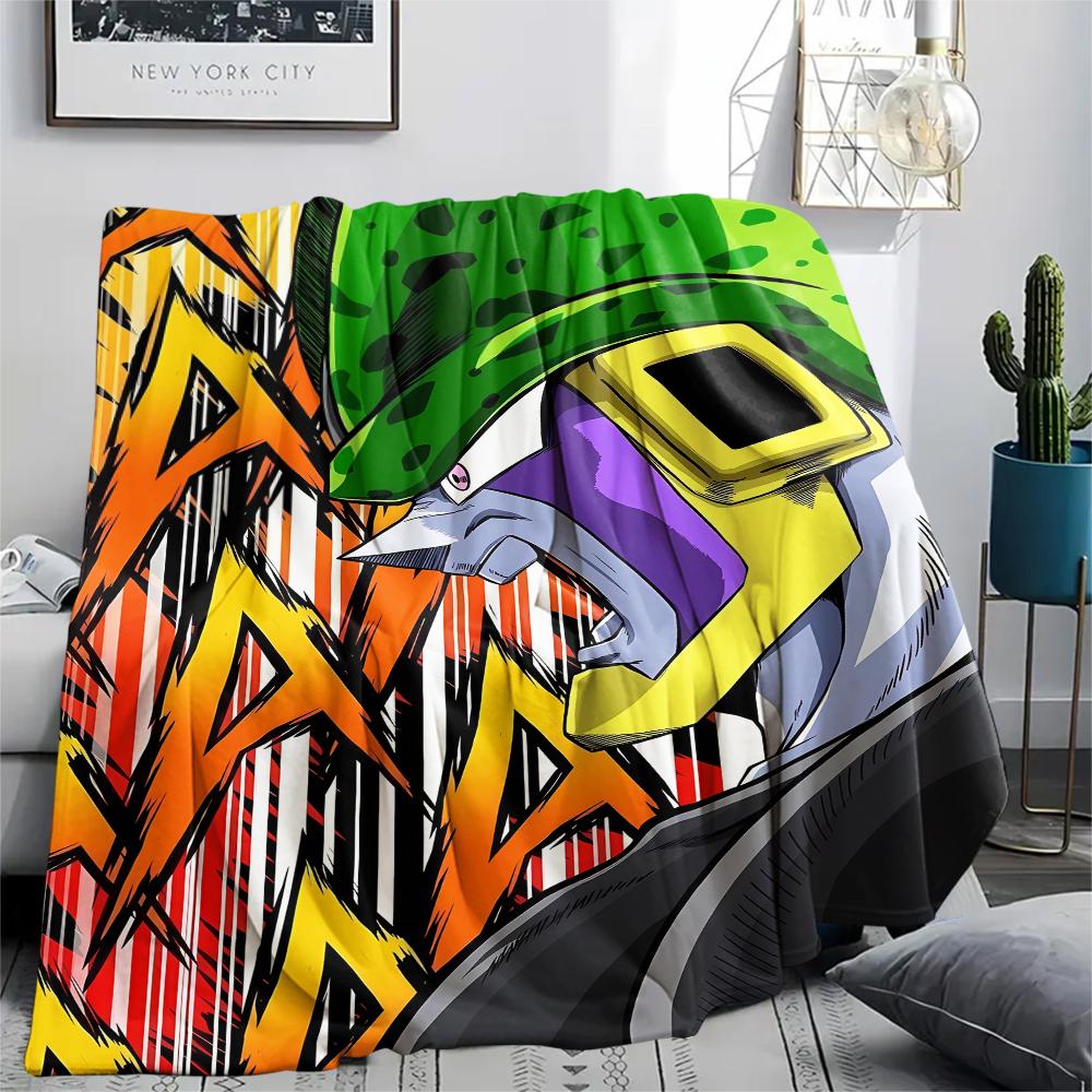 Dragon Ball Charaktere Druck Flanelldecke, Hohe Qualität, Bequem für Alle Jahreszeiten, Heimdekoration, Wärme und Komfort, Perfekt für Weihnachtsgeschenke