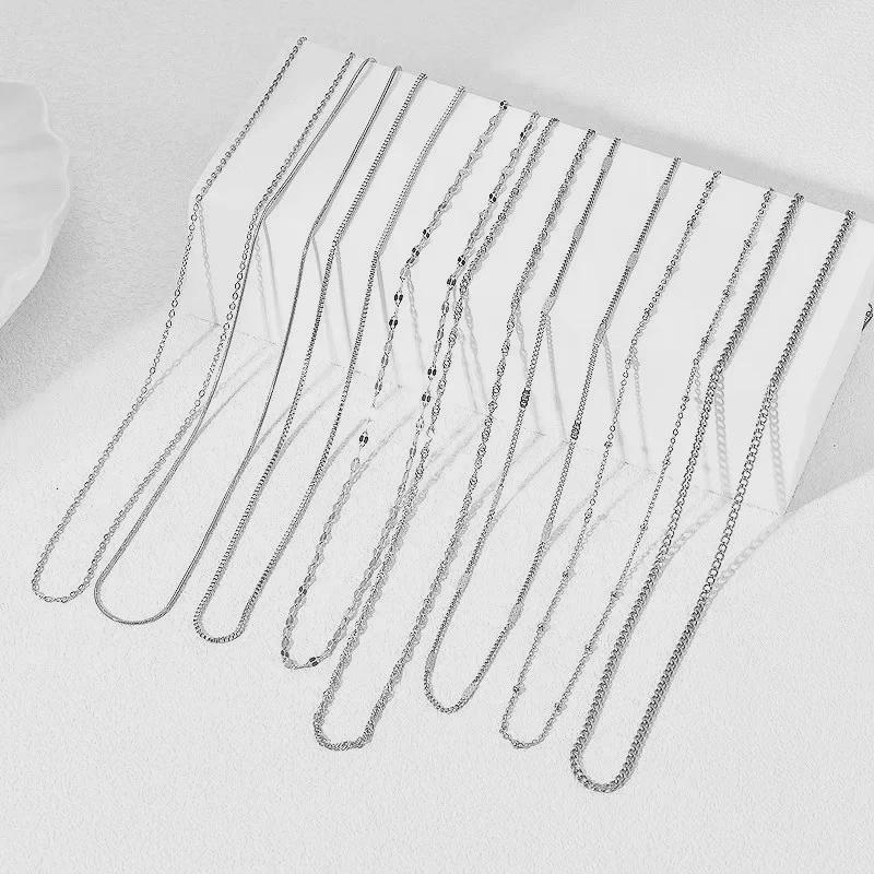 Colier Trendy Water Wave din oțel inoxidabil: Stil INS european și american pentru moda hip-hop pentru femei