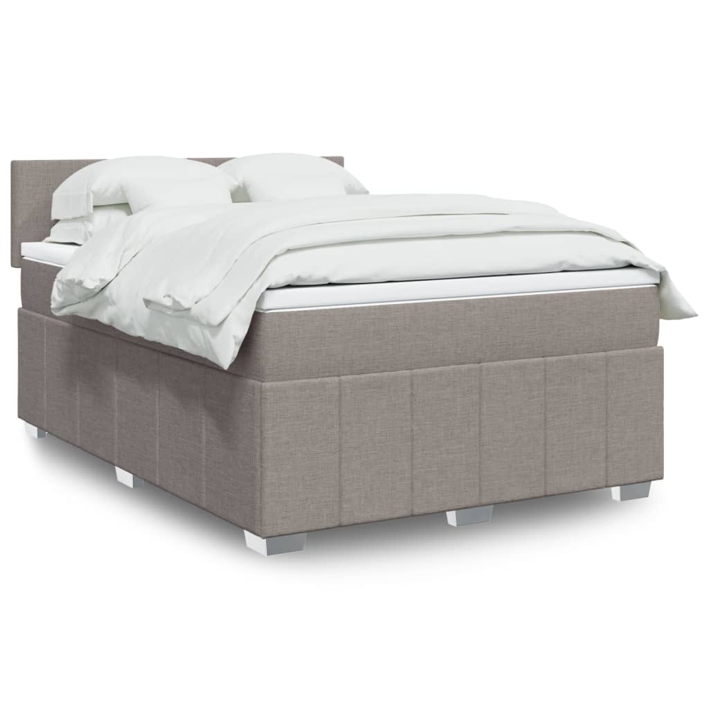 Vidaxl Letto Continentale Con Materasso, Taupe, Tessuto, 140X190 Cm