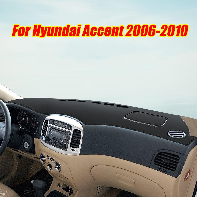 Черная кожаная накладка на панель приборов, защитная подкладка-коврик для Hyundai Accent 2006-10