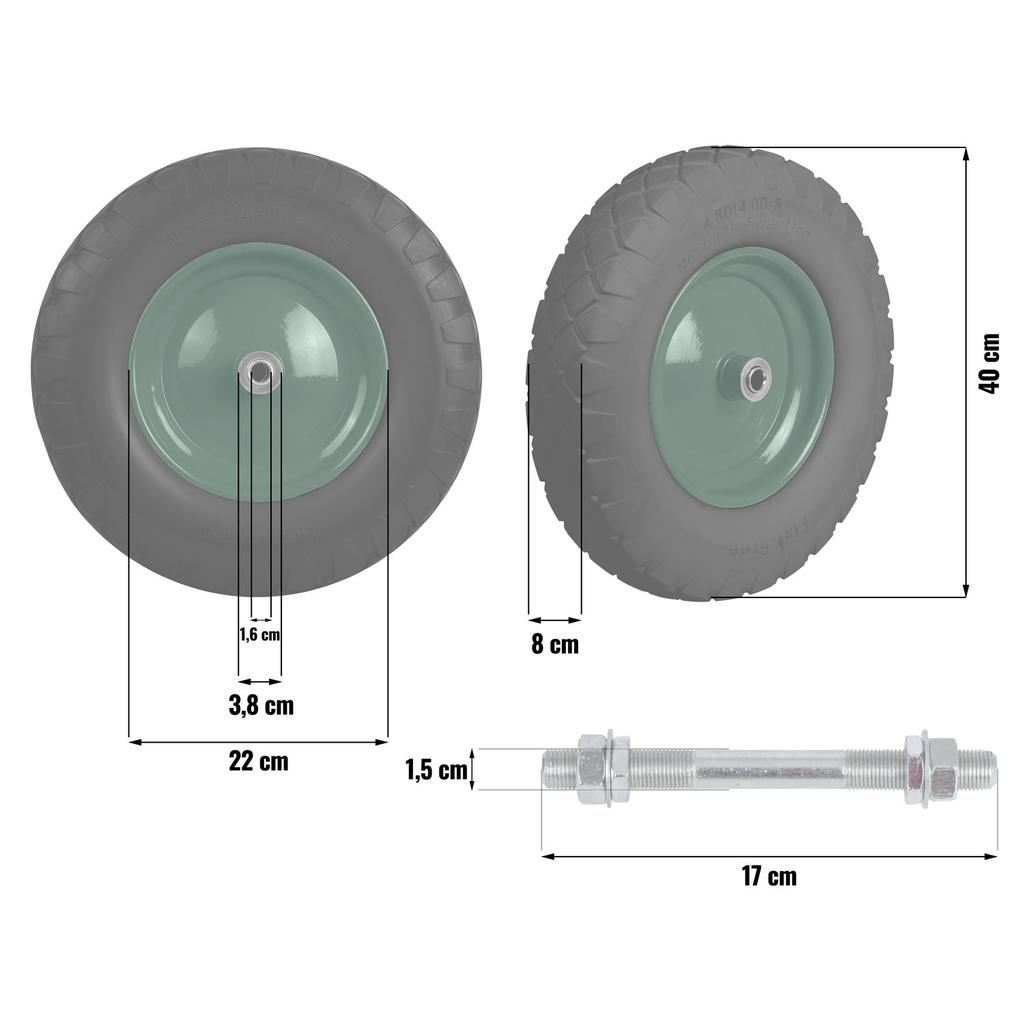 Tubeless Wheelbarrow Wheel 4.00-8 Black And Green Humberg