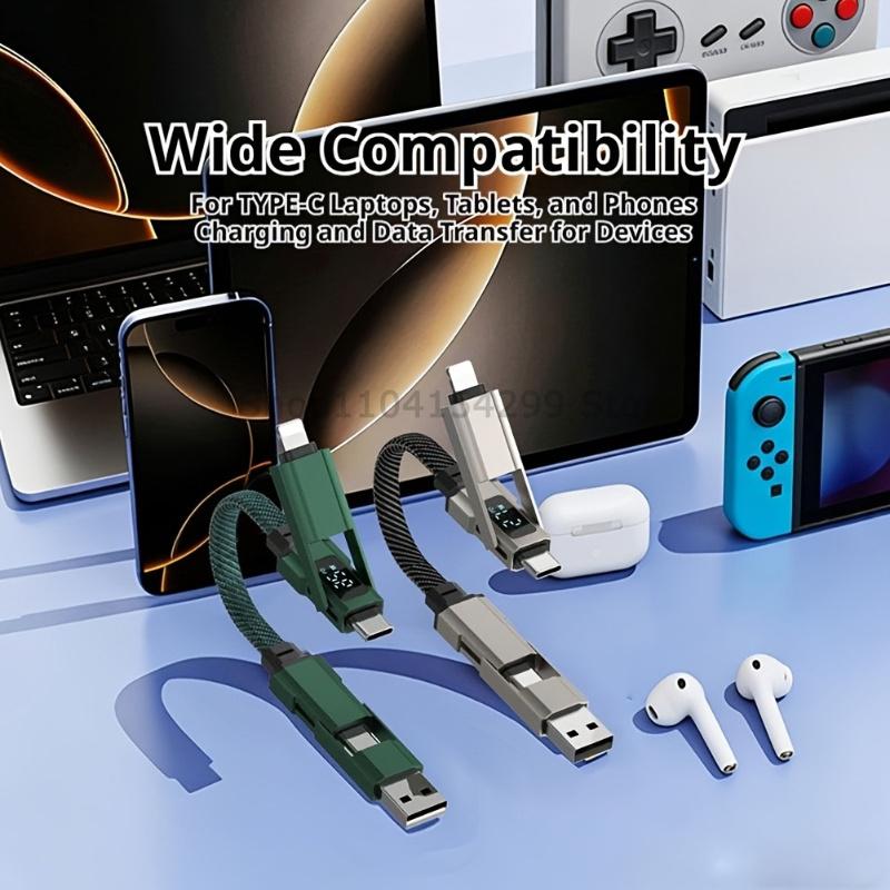 4 in 1 Key Chain Digital Display Four-in-one PD Fast Charging Cable, Suitable for Apple and Huawei Type-C 5A Mobile Phone Data C