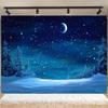 Starry Winter Mountain Landscape Tapestry: Serene Snowy Night-Themed Wall Hanging for Home Decor
