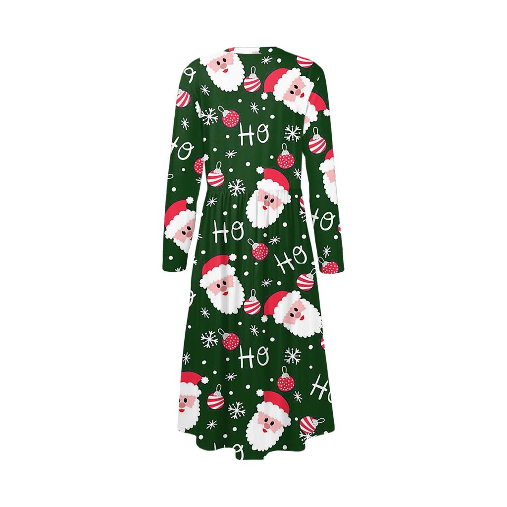 Damska Sukienka Modowa Wiosenna Sukienka z Dekoltem V i Długim Rękawem