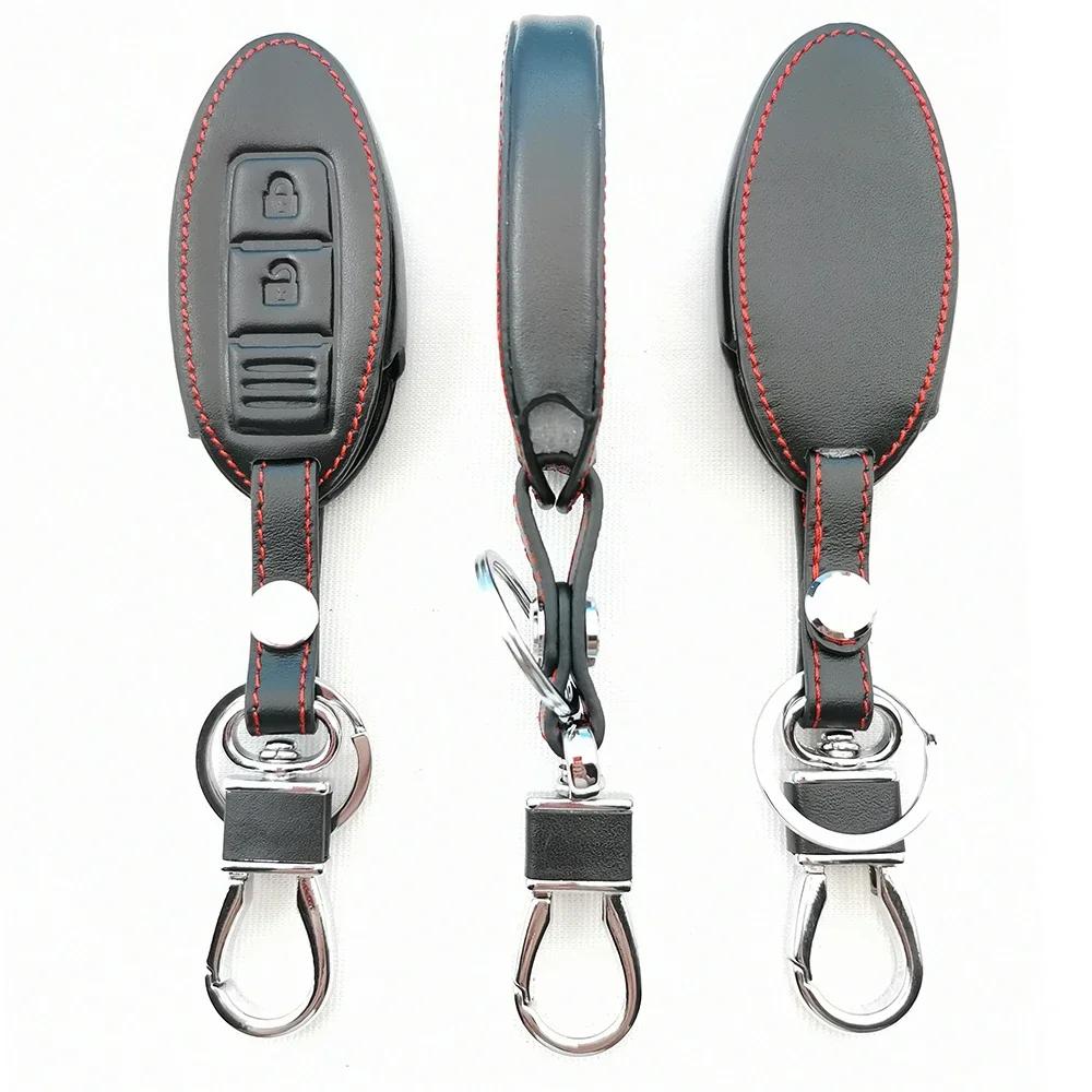 Leather Car Remote Key Case For Nissan Qashqai J10 J11 March Tiida Nv200 Leaf Kicks Cube X-Trail T32 T31 Navara Terra Fob Cover