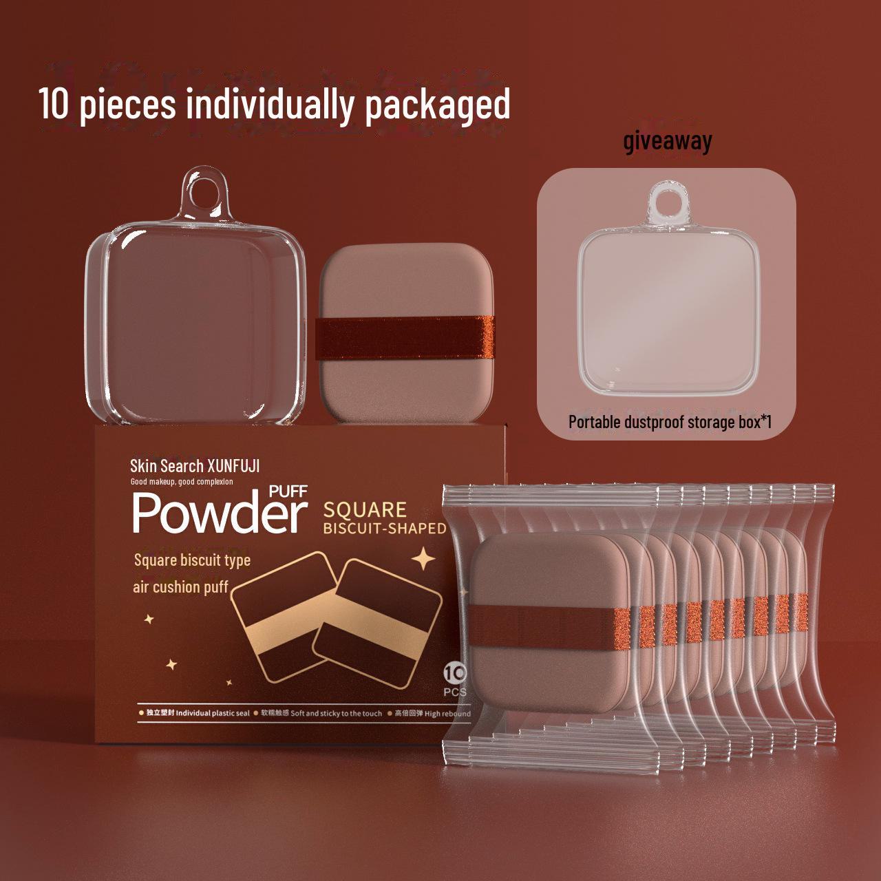 

Супермягкая воздушная пуховка двойного назначения - для сухого и влажного использования, не впитывает влагу, идеально подходит для фиксации макияжа и нанесения бьюти-блендера 10 pieces (including storage box)