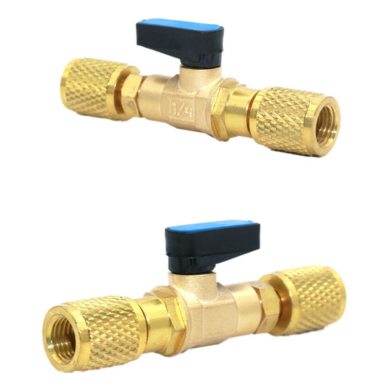 1 Piece Air Conditioning Diy Accessories Brass Refrigeration Ball Valve Adapter Refrigerant Ball Valve Connector G1/4''