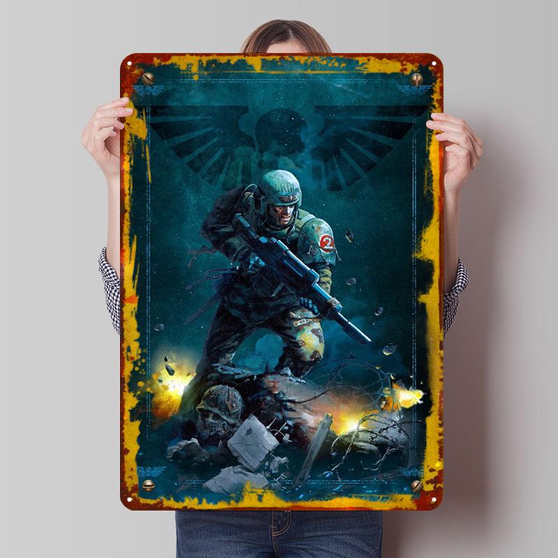Cadian Shock Trooper Sign Military Poster Bedroom Decoration Living Room Decor Men Vintage Interior Coffee Bar Accessories