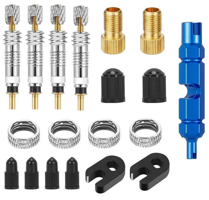 Bike Valve Core Set & Wrench Converter for Mountain and Road Repairs