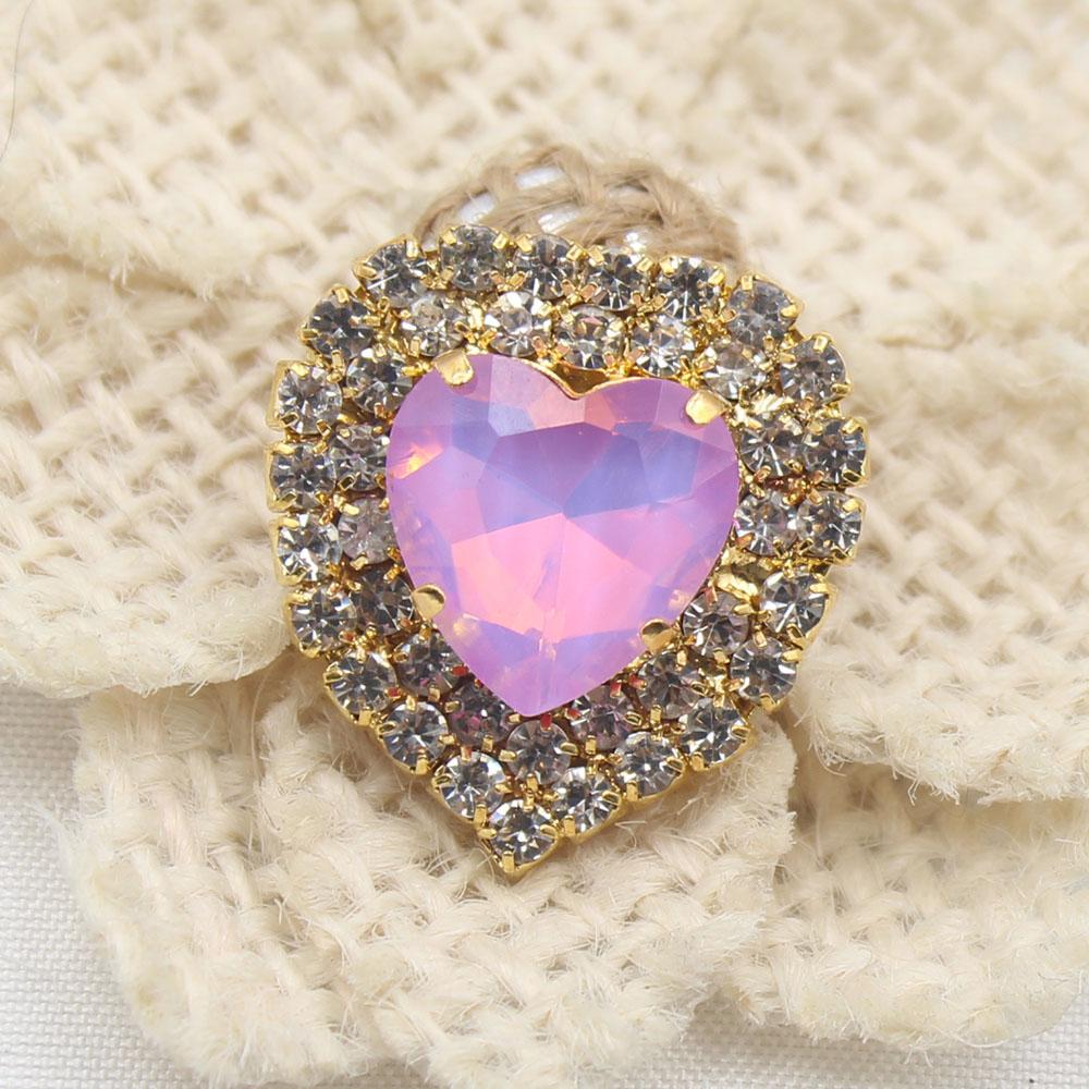 10 Pieces of High-end 21 * 22MM Inlaid Mocha Peach Heart Diamonds, Suitable for Weddings, Bow Decorations, and Invitation Letter