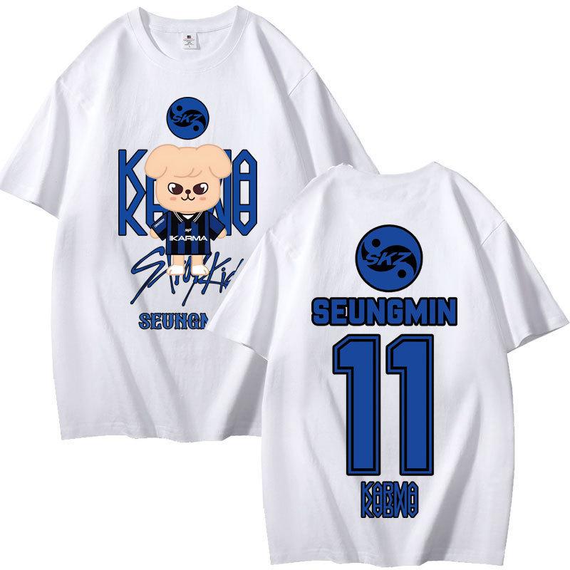 Cosplay Stray Kids Summer T-shirt Kawaii Manga Graphic Tees Shirt Cotton Casual Cartoon Short-Sleeves Tshirts Streetwear Kids Tops