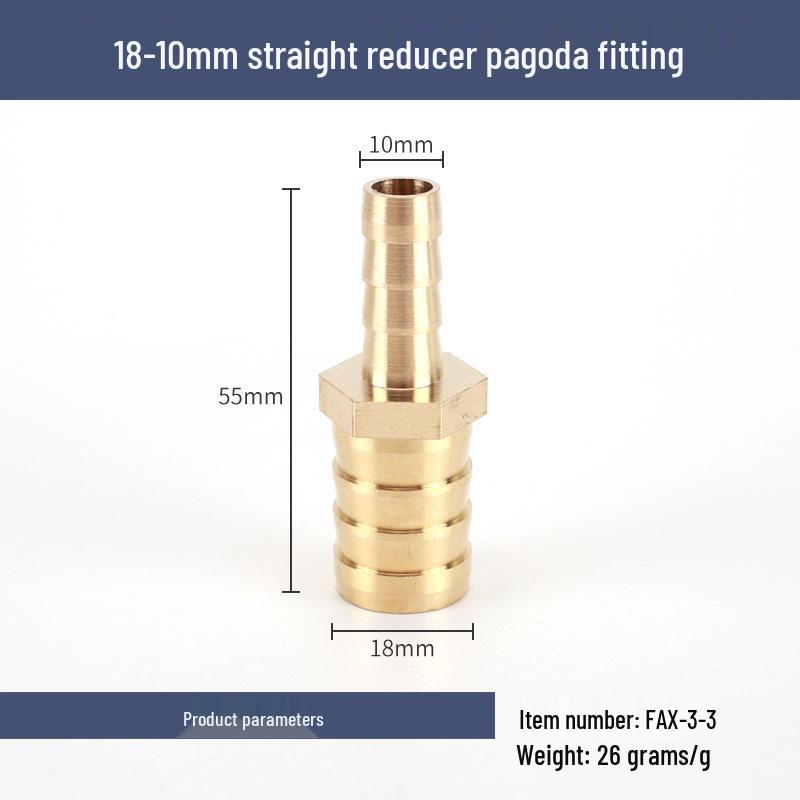 Brass Reducing Pagoda Plug for Hose Fitting - Converts 4mm To 19mm Diameters