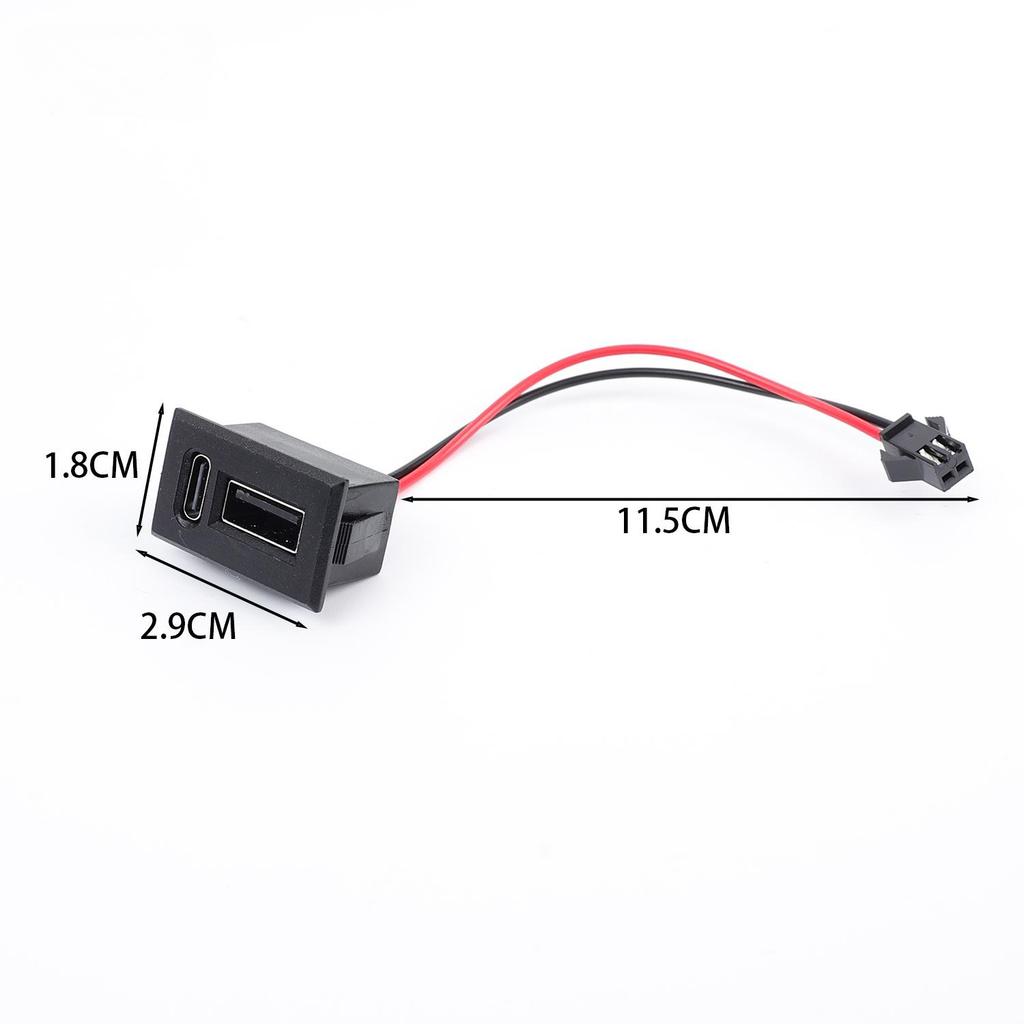 Dual Type C USB Receptacle Female Socket Connector Chassis Mount 2 Port Power Charging Adapter for Car Dashboard Auto Parts Kit