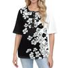 Shirts For Women Trendy Round Neck Button T Shirts Printed  Blouse Half Sleeve Tops For Women