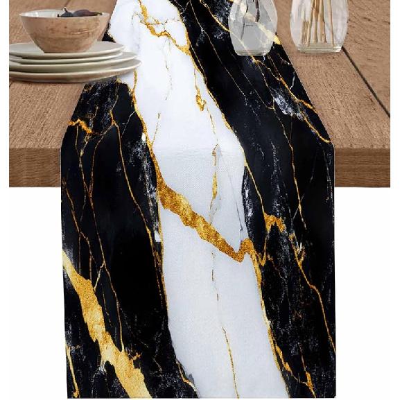 Halloween Linen Table Runner,Spiders Spiderweb Texture Dresser Scarf Kitchen Dinning Tabletop Covers Decor for Indoor Outdoor Party Holiday Wedding