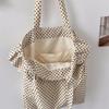 Stylish Korean Ins Polka Dot Lace Canvas Tote Bag For Women With Large Capacity Beige