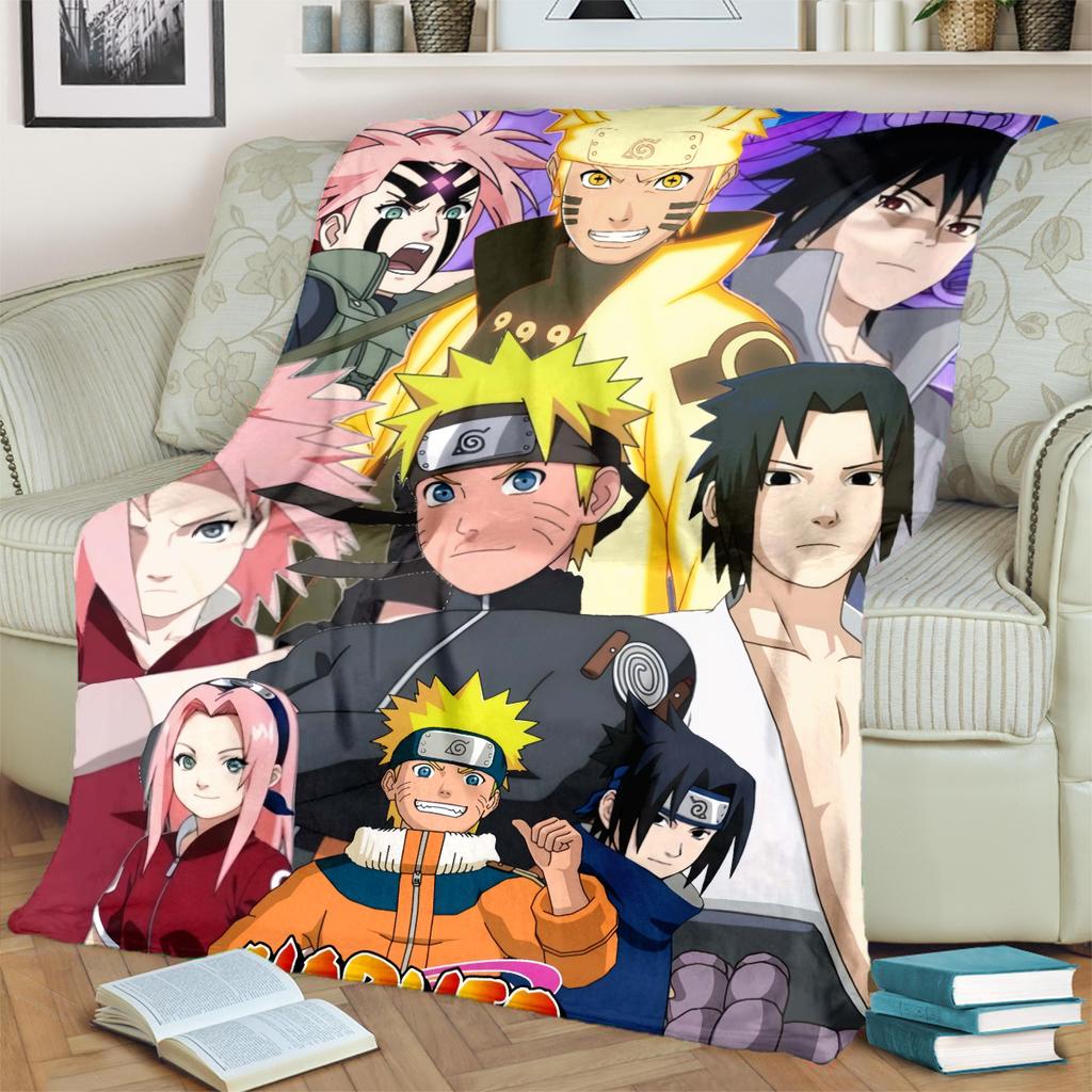 Anime-Naruto Print Blanket Warm Comfortable Flannel Blanket for Bedrooms, Sofas, Beds, Chairs, Picnics, Travel -LXR58