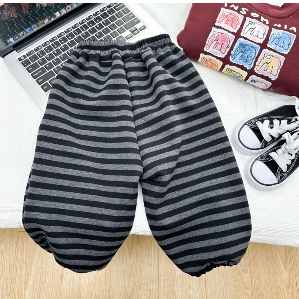 Children's 2025 Velvet-Lined Striped Sweatpants: Thick, Stylish, Versatile for Sports and Winter