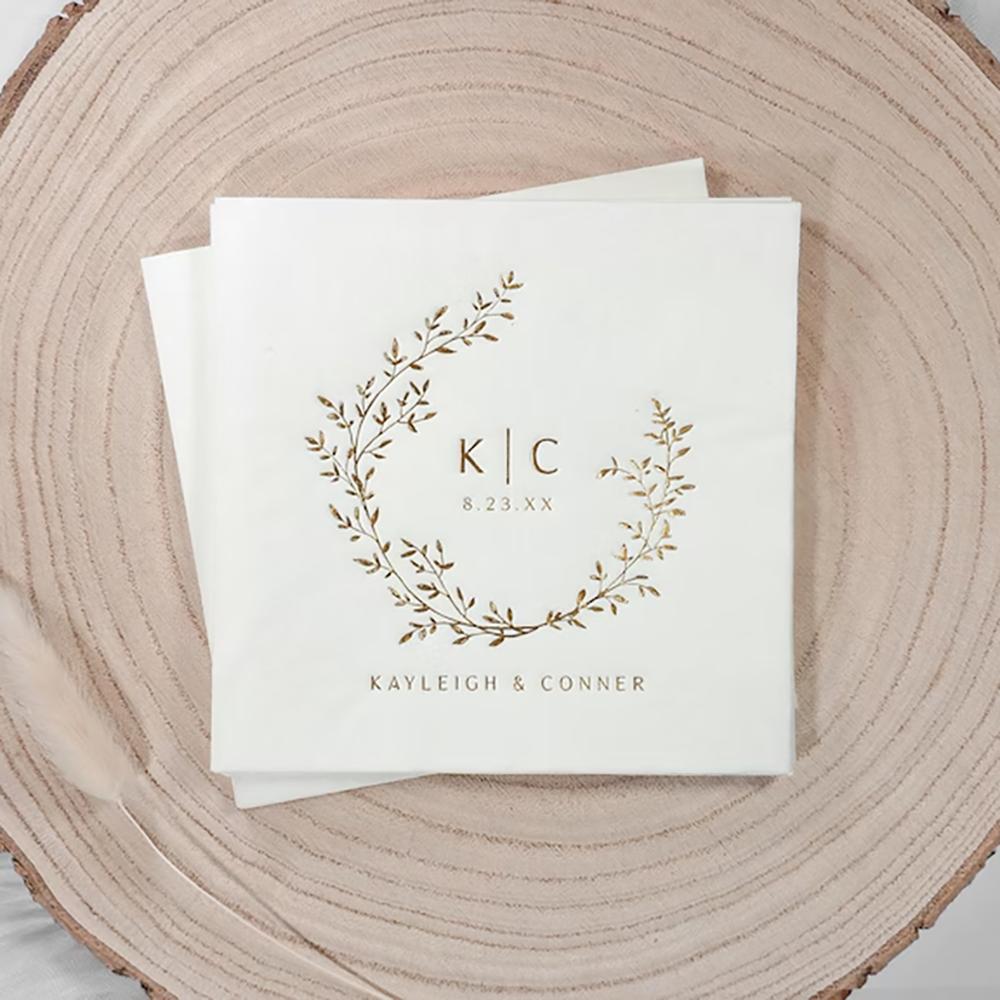 Custom Wedding Napkins Elegant Cocktail Napkins Wedding Bar Bachelorette Party Table Decor Bridal Shower Engagement Gift