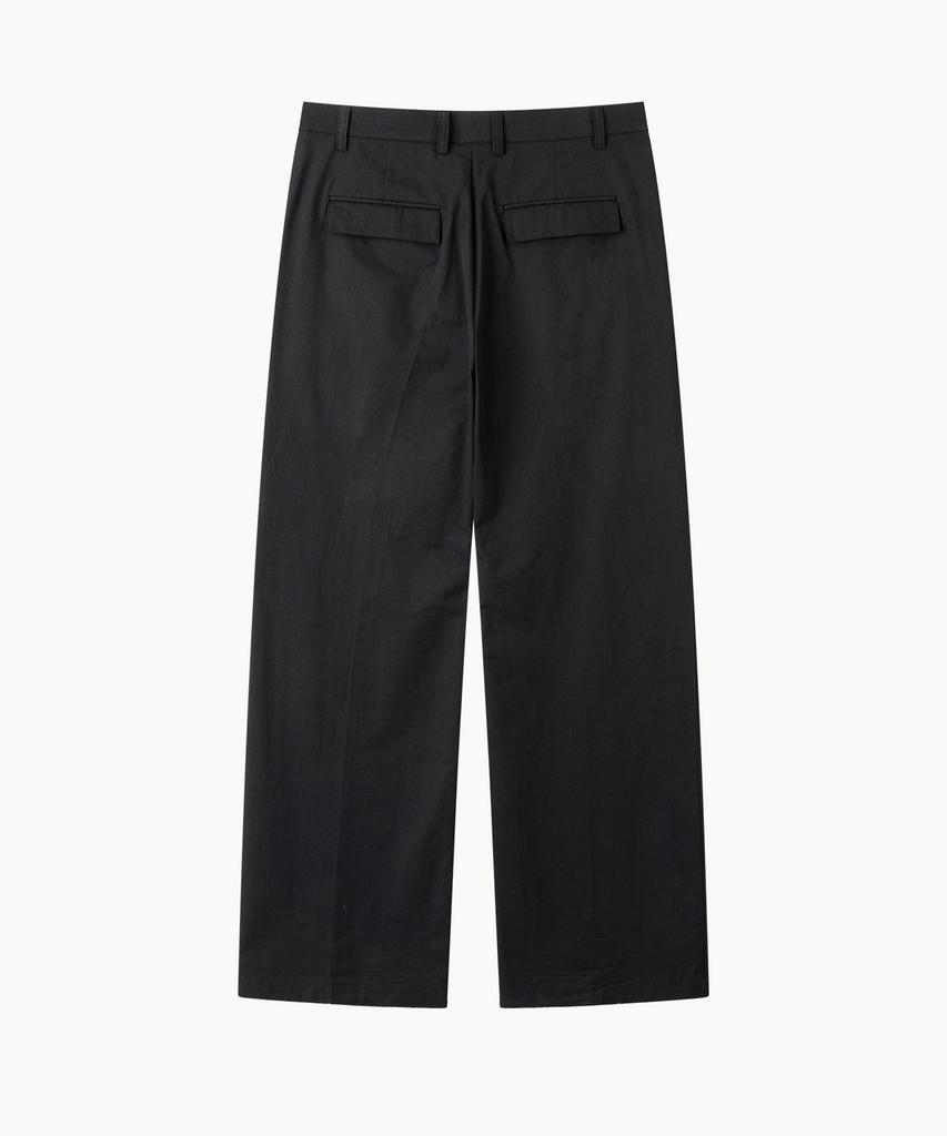 Leondi Press Semi-Wide Cotton Slacks - Black