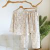 2026 New Women's Spring and Autumn Pajama Set 100% Cotton Gauze Ancient Style Pattern Soft Round Neck Long Sleeve Home Clothes