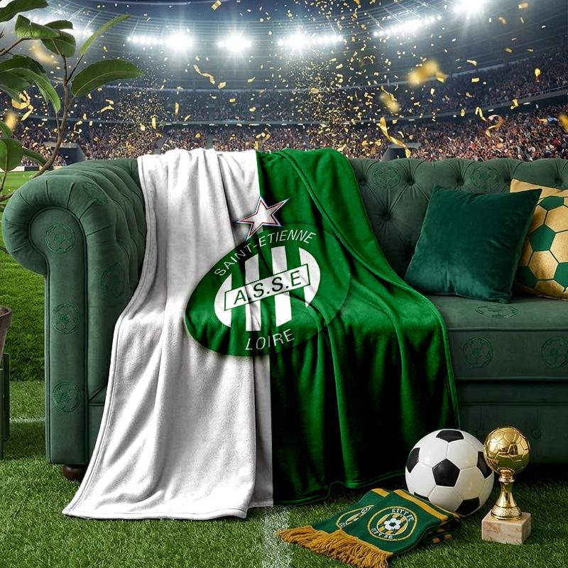 Asse Saint-etienne Crest Blanket Flannel Throw for Sofa, Indoor, Camping, Living Room, Office, Chair, And Bed Soft Birthday Gift
