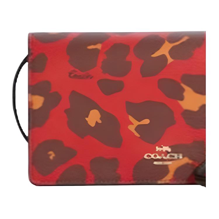 New COACH Anna Coated Canvas With Leather Shoulder Bag, Crossbody Bag Trumpets Women's Red 7301-IMRCK