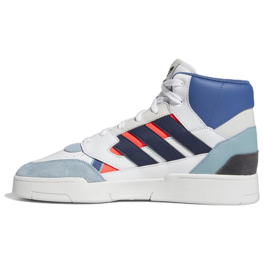 Adidas Originals Drop Step Fabric Synthetic Leather Slip Resistant Durable High Top Skate Shoes Unisex Skate Shoes White Blue GV9448