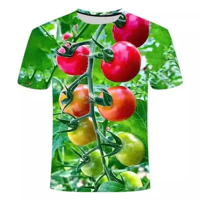 Summer Originality Fun Vegetable Graphic T-shirts For Men Fashion Casual Trend Personality 3D Printed Round Neck Short Sleeved