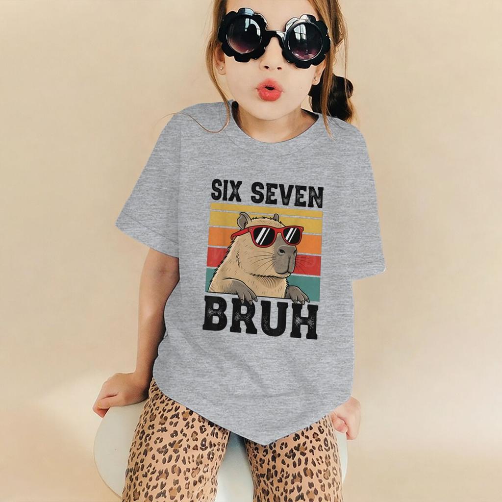 Fashion Kids T-Shirt Six Seven 67 Meme Graphic Print Boy and Girl Tees Top Summer Short Sleeve O Neck Casual Outdoor Kids Clothing
