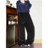American Heavy Scimitar Sweatpants Men's Autumn Design Sense Line Contrasting Pants Loose Bf Lazy Wind Sweatpants