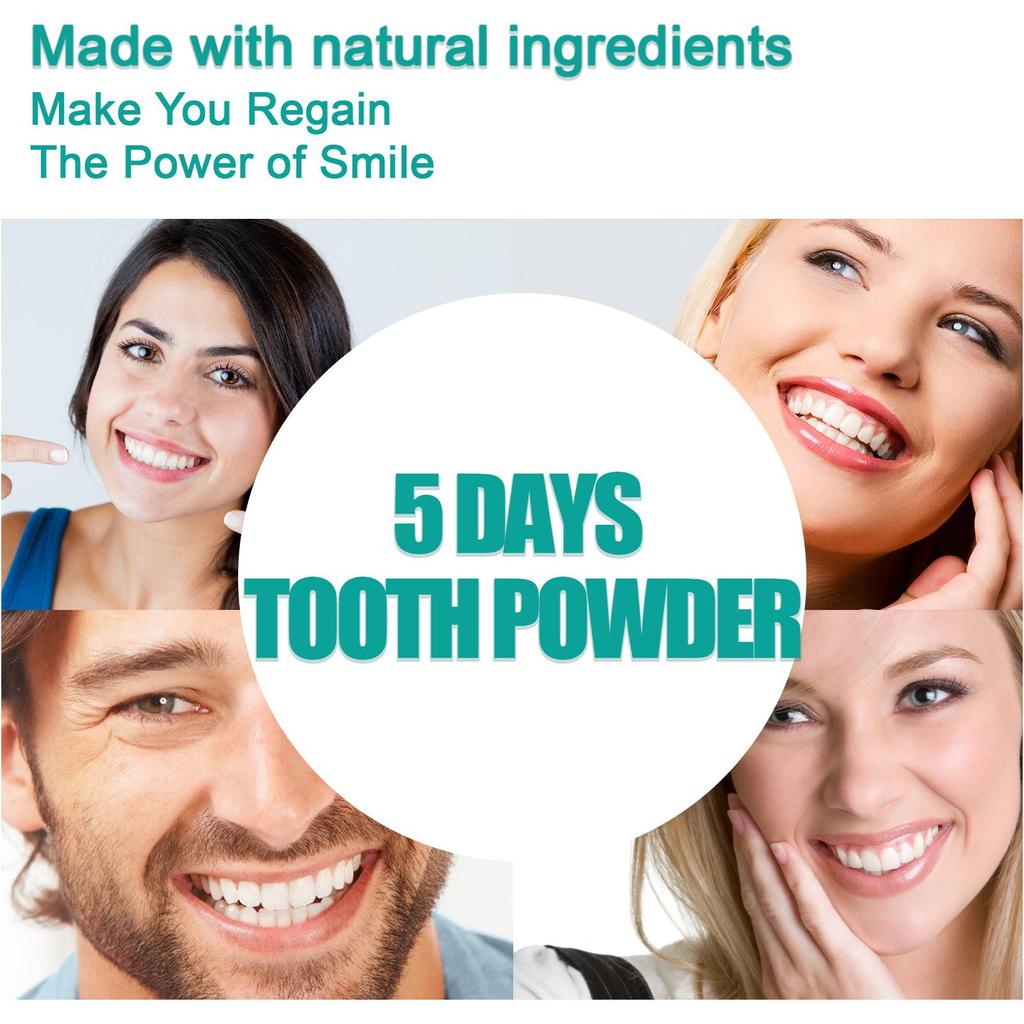 EELHOE Polvere Bianca per Denti 5 Giorni Rimuovi Placca Tartaro Pulisci Macchie Gialle dei Denti Polvere Pulizia Denti Alito Fresco 50g