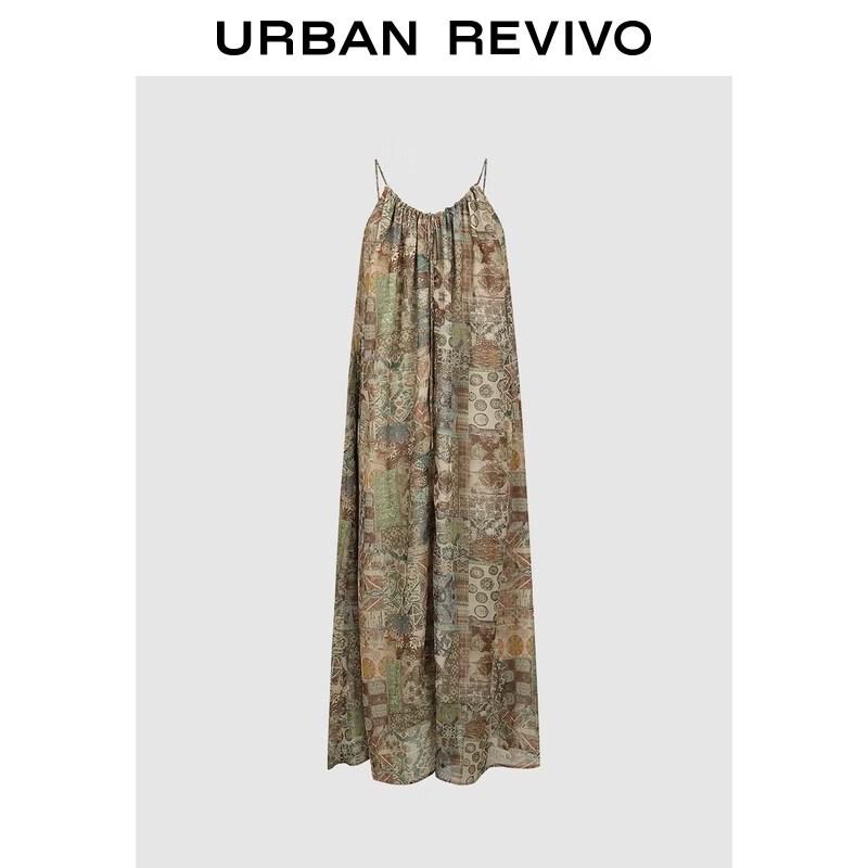 UR2026 Retro Print Strappy Loose Dress