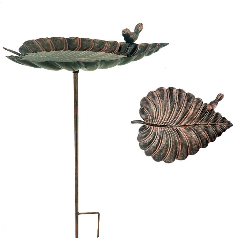 Bird Baths For Outdoors Outdoor Standing Metal Bird Bath Cast Iron Leaf-Shaped Water Bowl Statue Decoration For Patio Yard